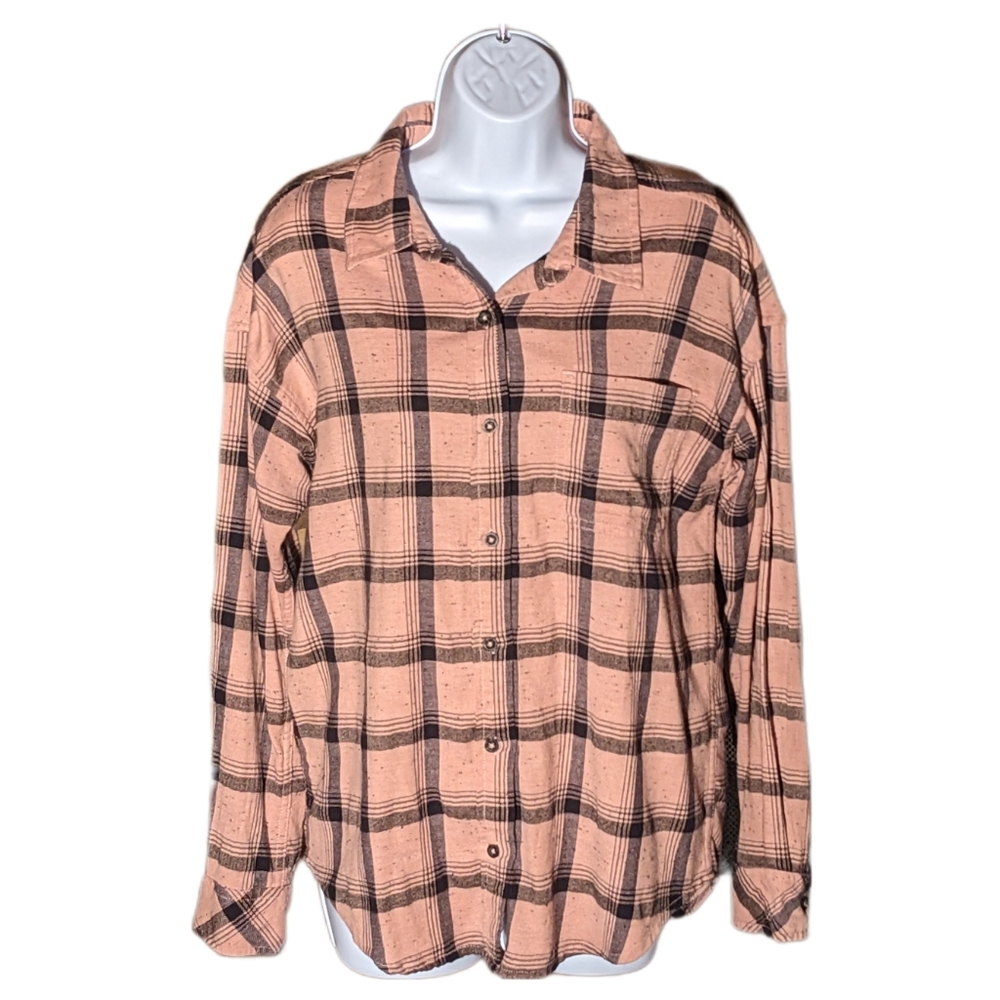 Kavu 100% Cotton Pink Plaid Flannel Button down